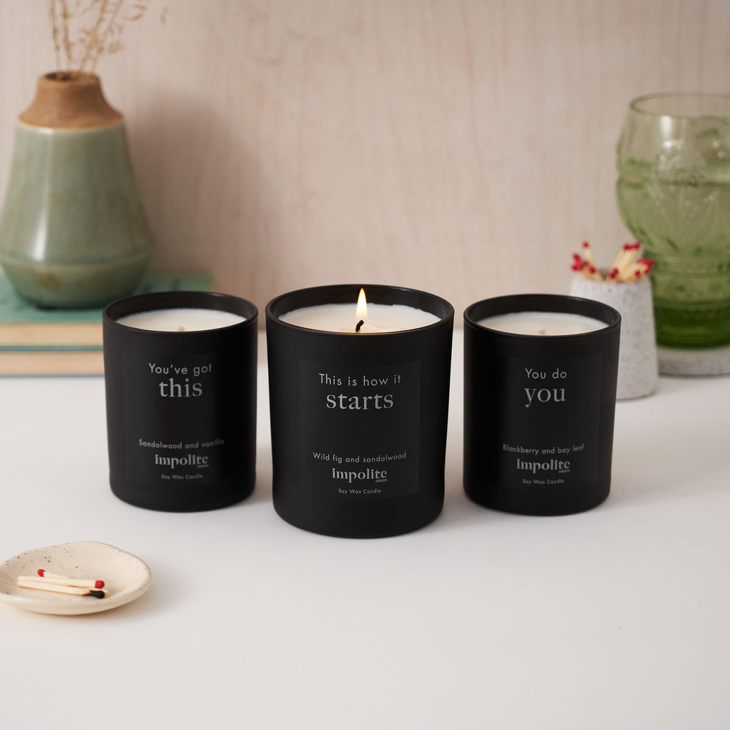 Impolite Design large affirmation candle gifts